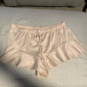Victoria's Secret satin ruffle sleep shorts in light pink